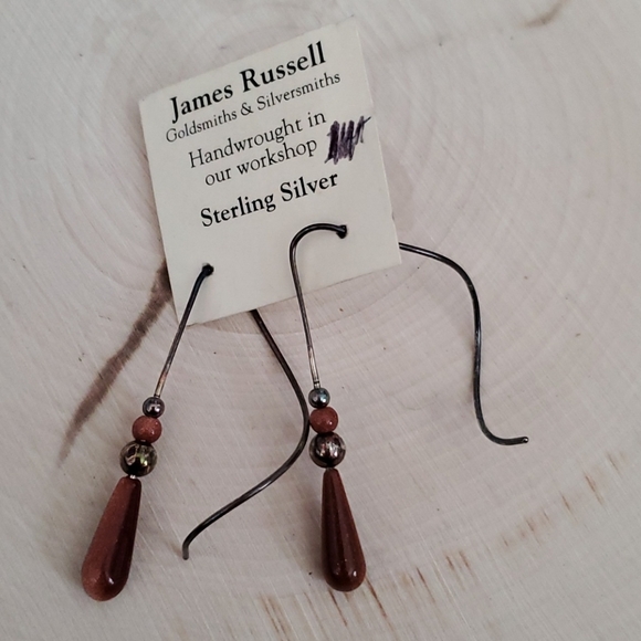 James Russell Sterling Brown Sparkle Drop Earrings - Picture 3 of 4